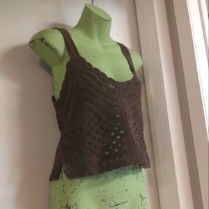NWT / SANS SOUCI brown crochet top
